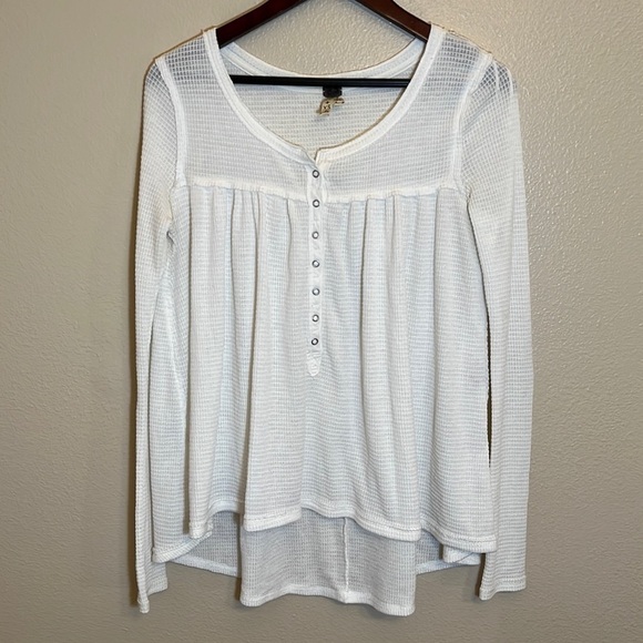 Free People We The Free White Waffle Shirt - Picture 1 of 10